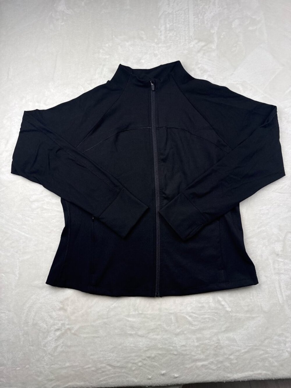 Jockey Black Full-Zip Mock Neck Jacket XL Polyester-Spandex Blend